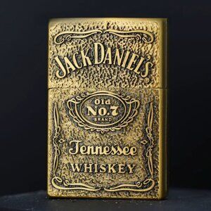 Jack Daniel's Vintage Bronze Metal Gas Lighter, Flint Wheel Cigarette Lighter